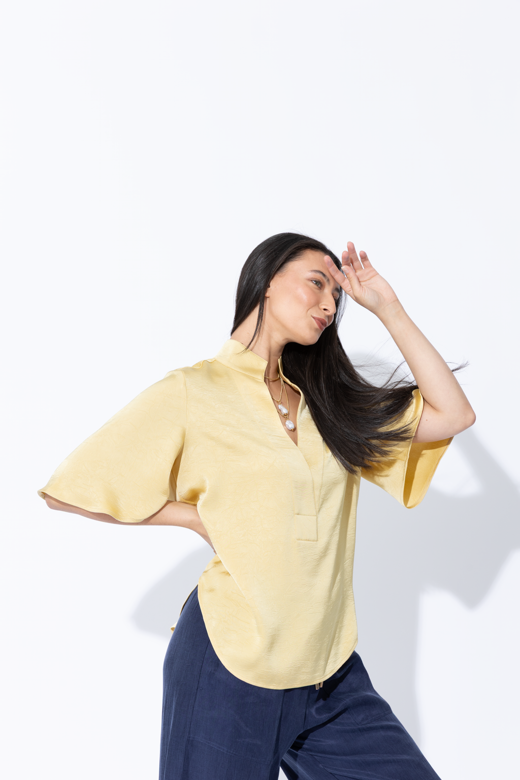 Lemon Embossed Fluted Blogger Shirt