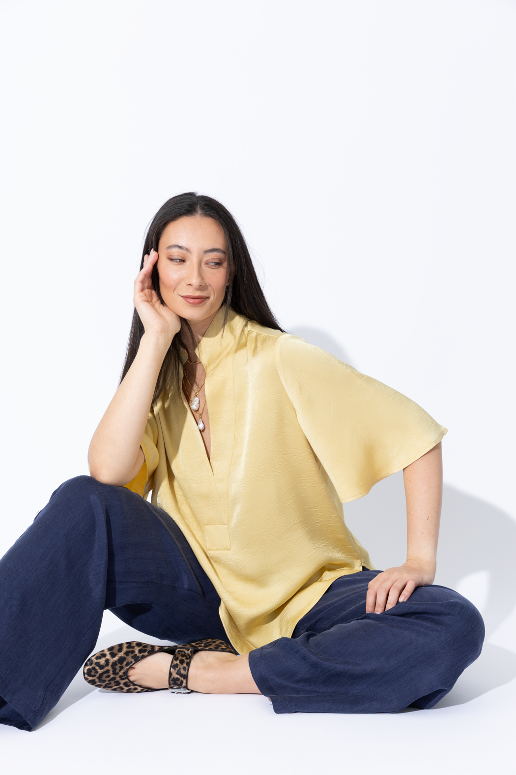 Lemon Embossed Fluted Blogger Shirt