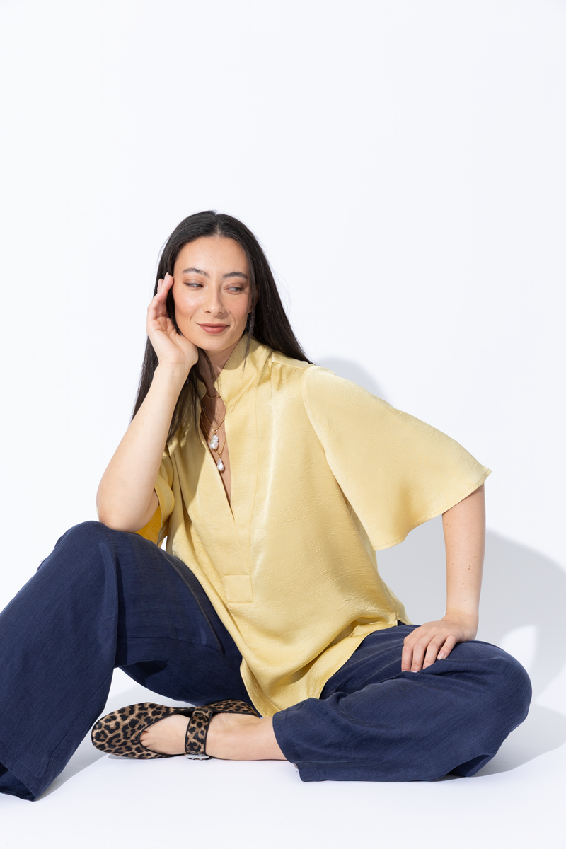 Lemon Embossed Fluted Blogger Shirt