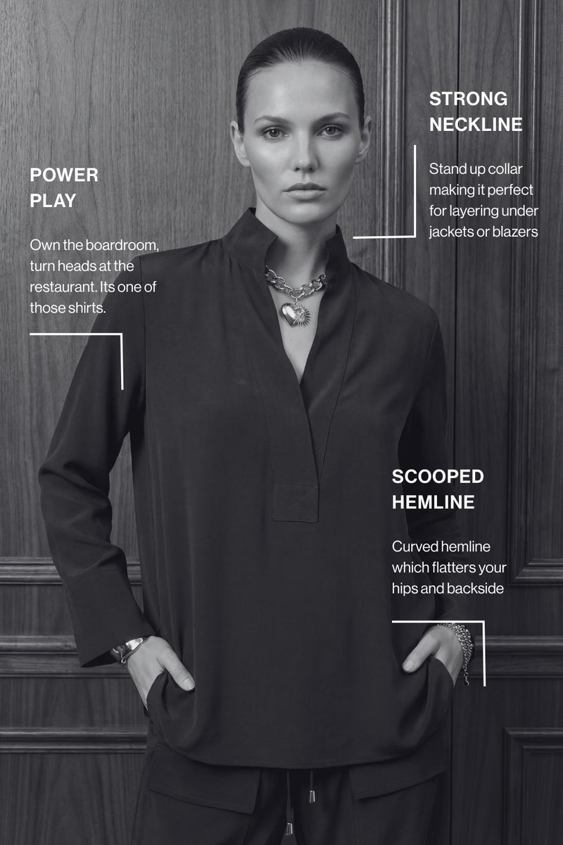 Black Luxury Longline Blogger Shirt