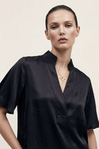 Black Milan Fluted Blogger Shirt