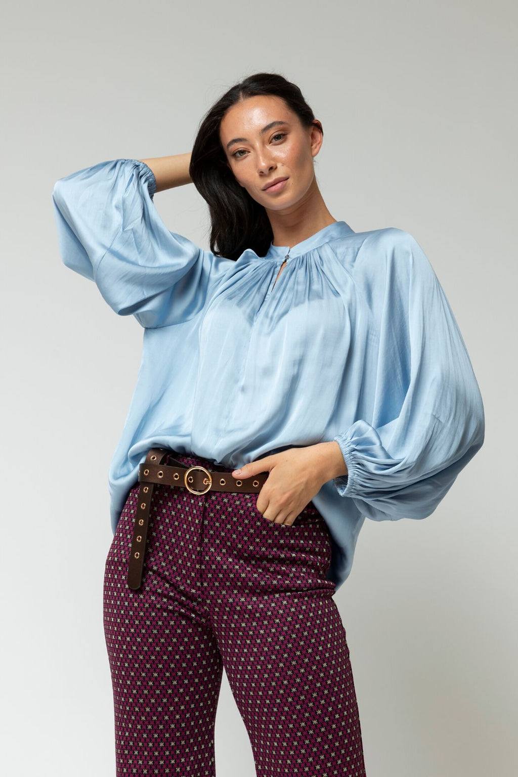 Blue Bailey Silky Blouse - Sale