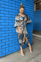 Blue Chains Silky Wrap Dress FINAL- SALE
