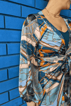 Blue Chains Silky Wrap Dress FINAL- SALE