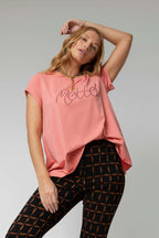 Blush Motto Embroidered T Shirt