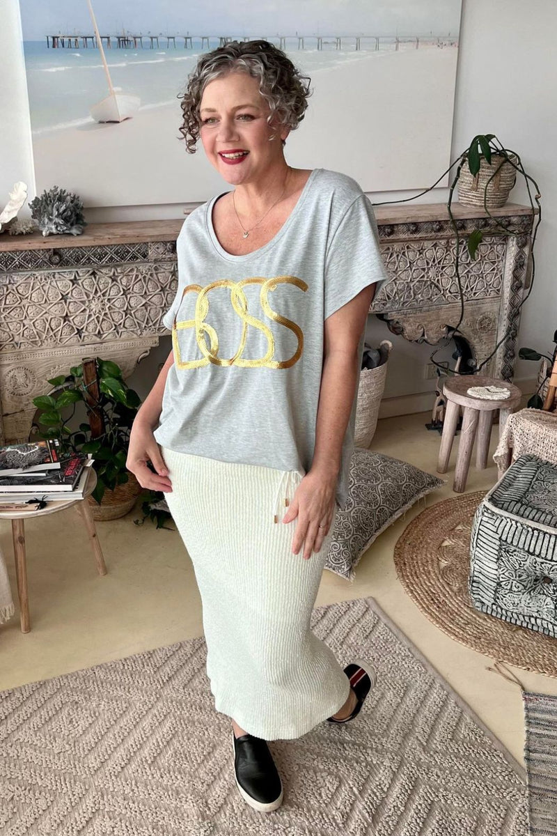 Grey Marle Boss Boyfriend T - Shirt