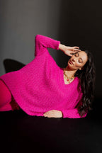 Pink Fluffy V Neck Jumper