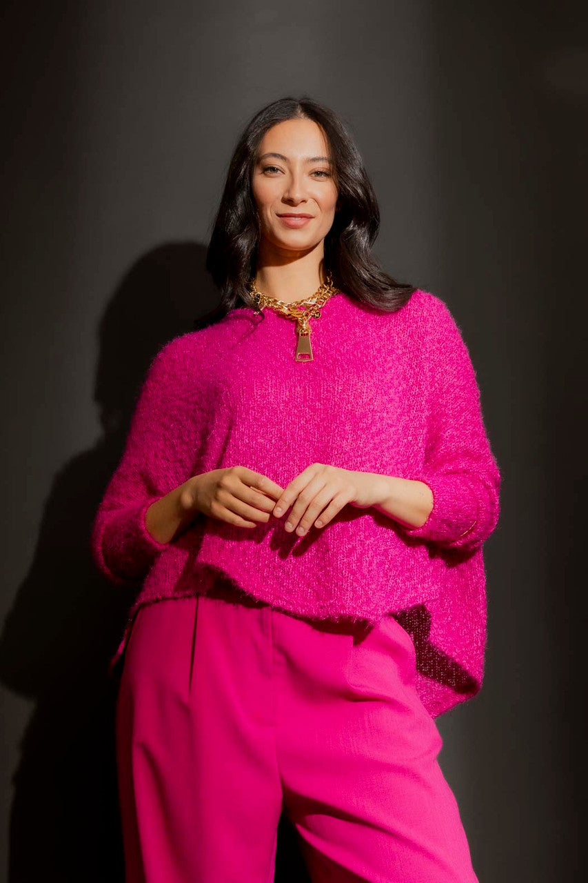 Pink Fluffy Crew Neck Jumper