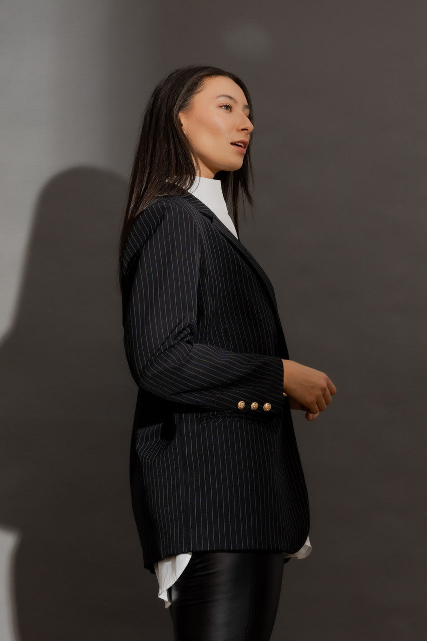 Black Stripe Oversized Blazer Black Stripe