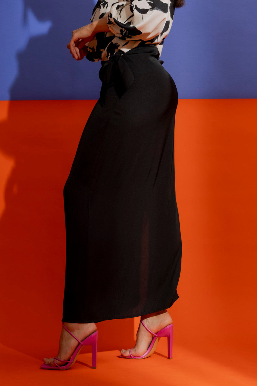 Black Tie Waist Skirt