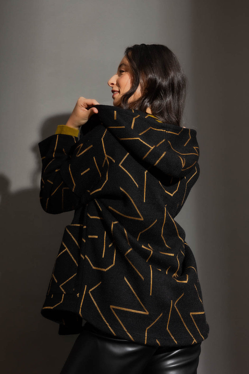 Black/Gold Hooded Coat