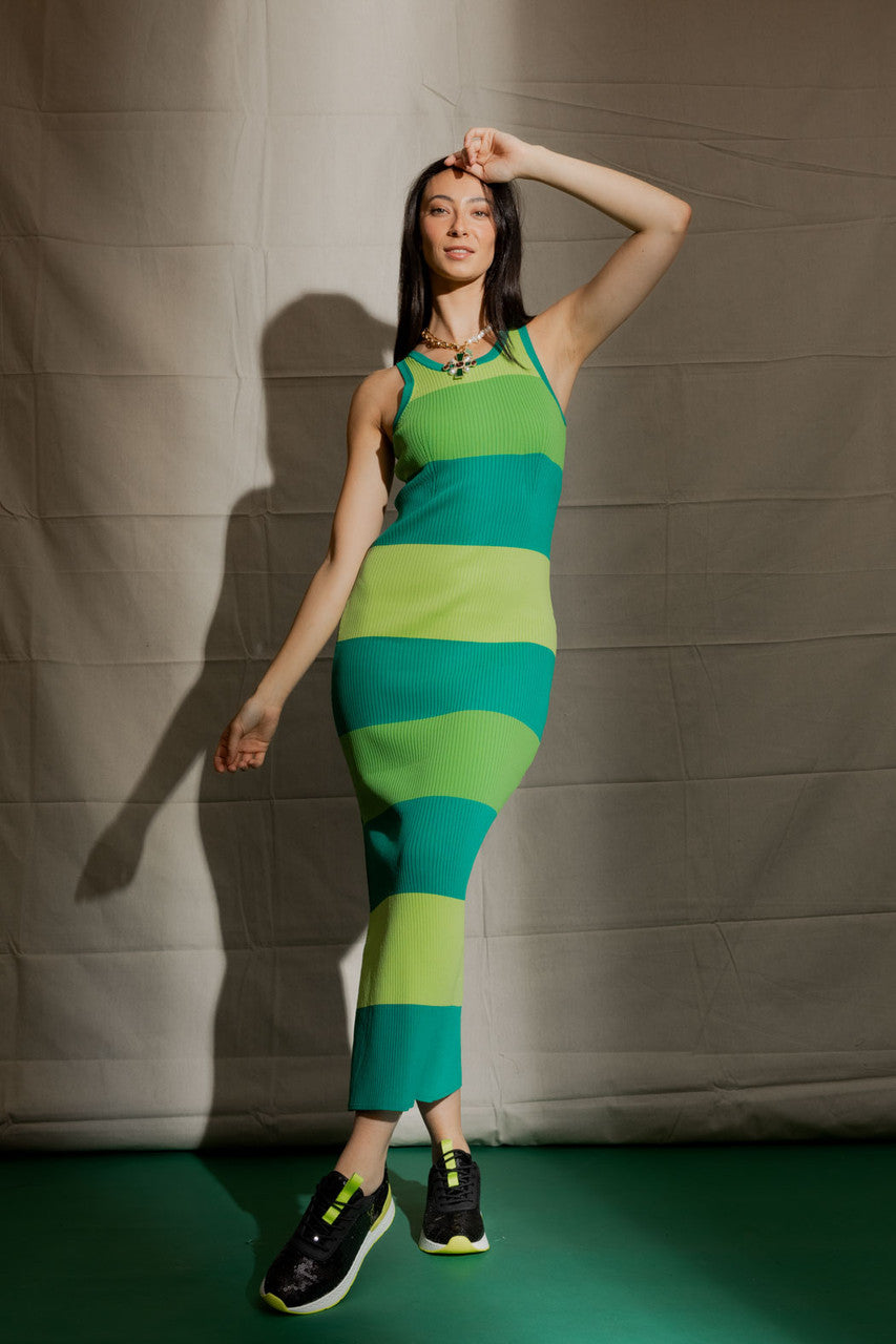 Lime / Jade / Green Stripe Rib Dress