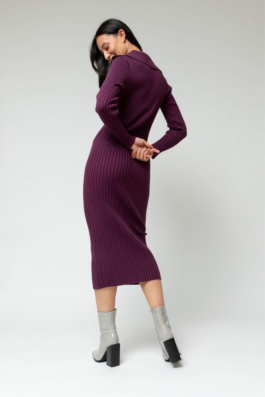 Plum Cable Knit Dress - SALE