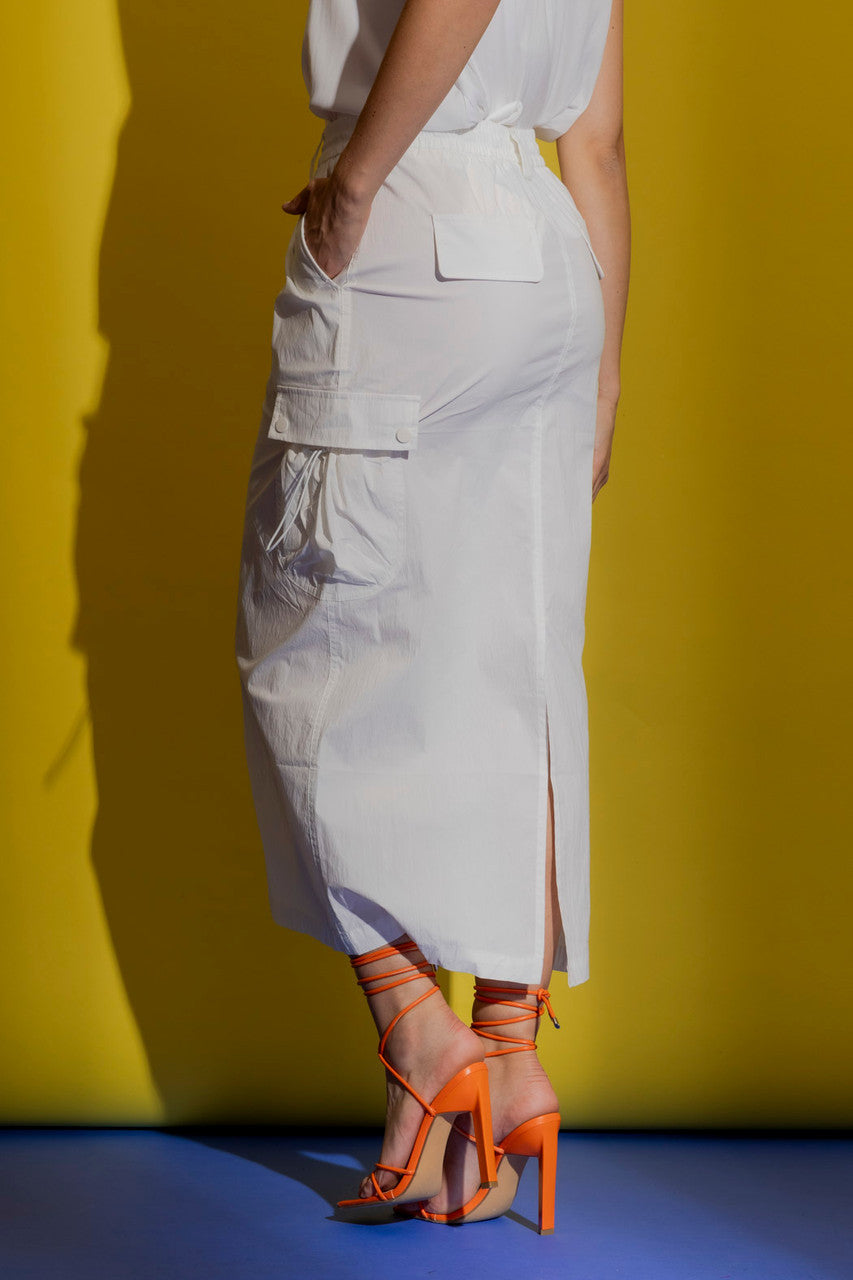 Ivory Parachute Cargo Skirt