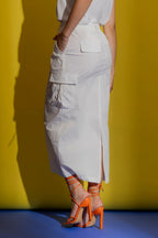 Ivory Parachute Cargo Skirt