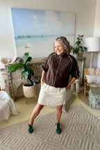 Chocolate Washed Linen Bomber Jacket