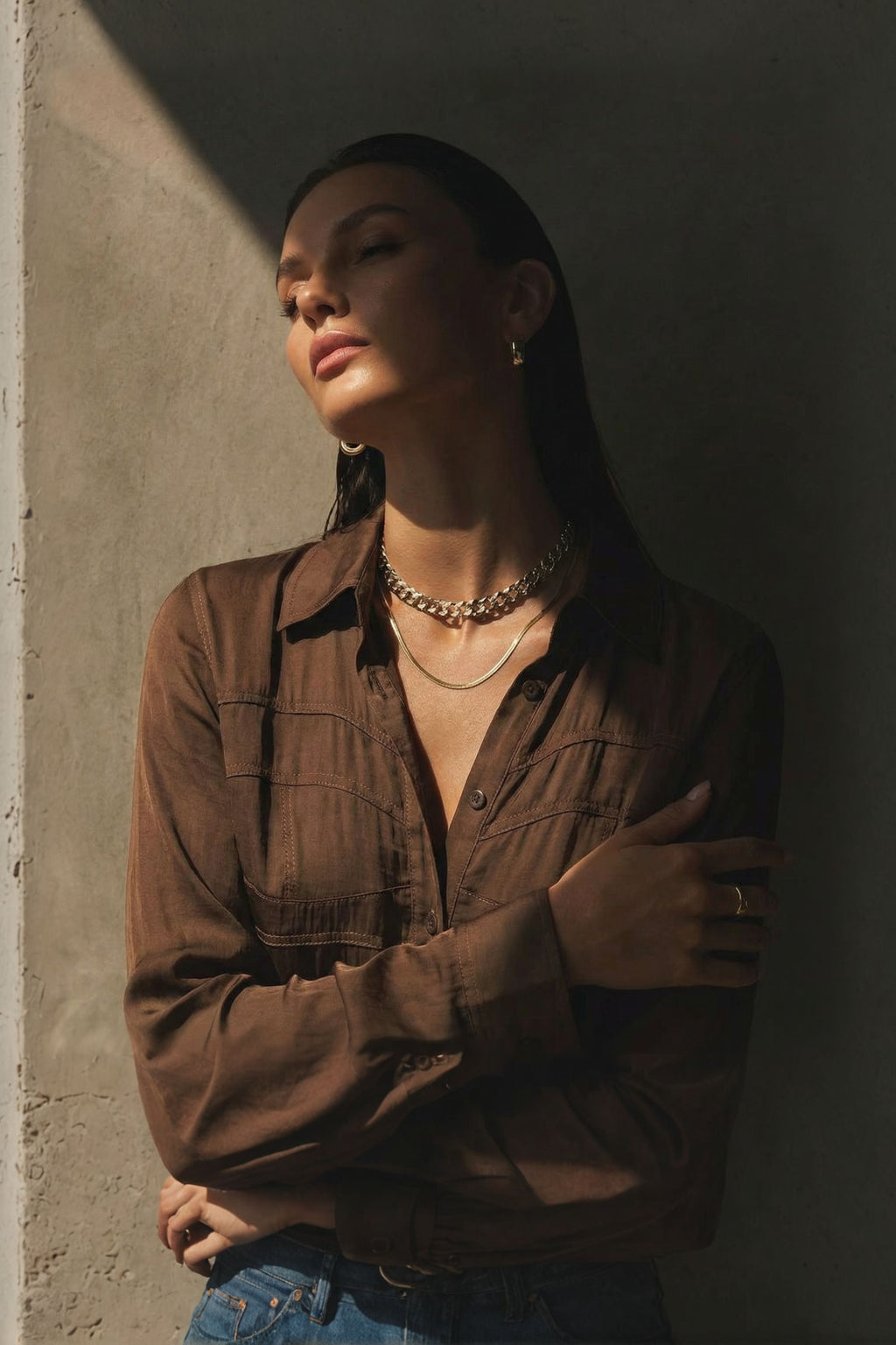 Mocha Glow Bustier Shirt