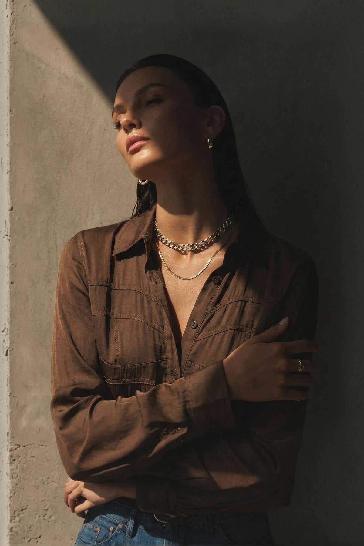 Mocha Glow Bustier Shirt