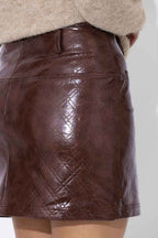 Chocolate Faux Leather Mini Skirt