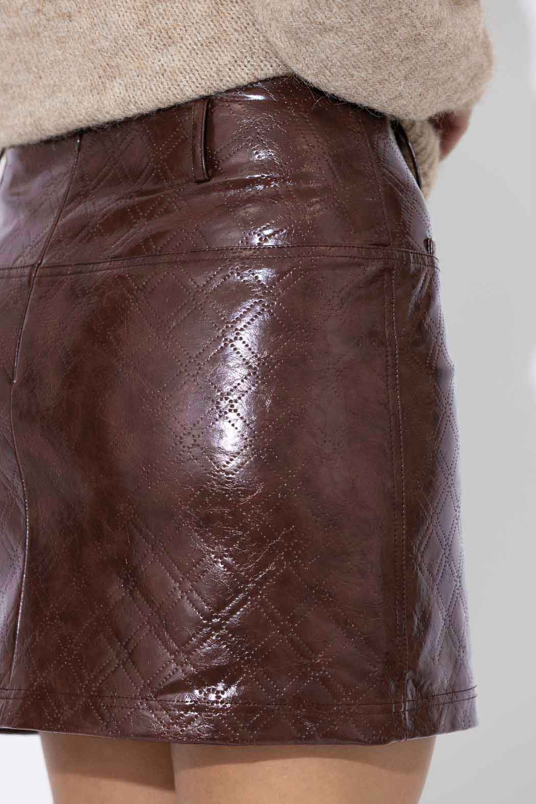 Chocolate Faux Leather Mini Skirt