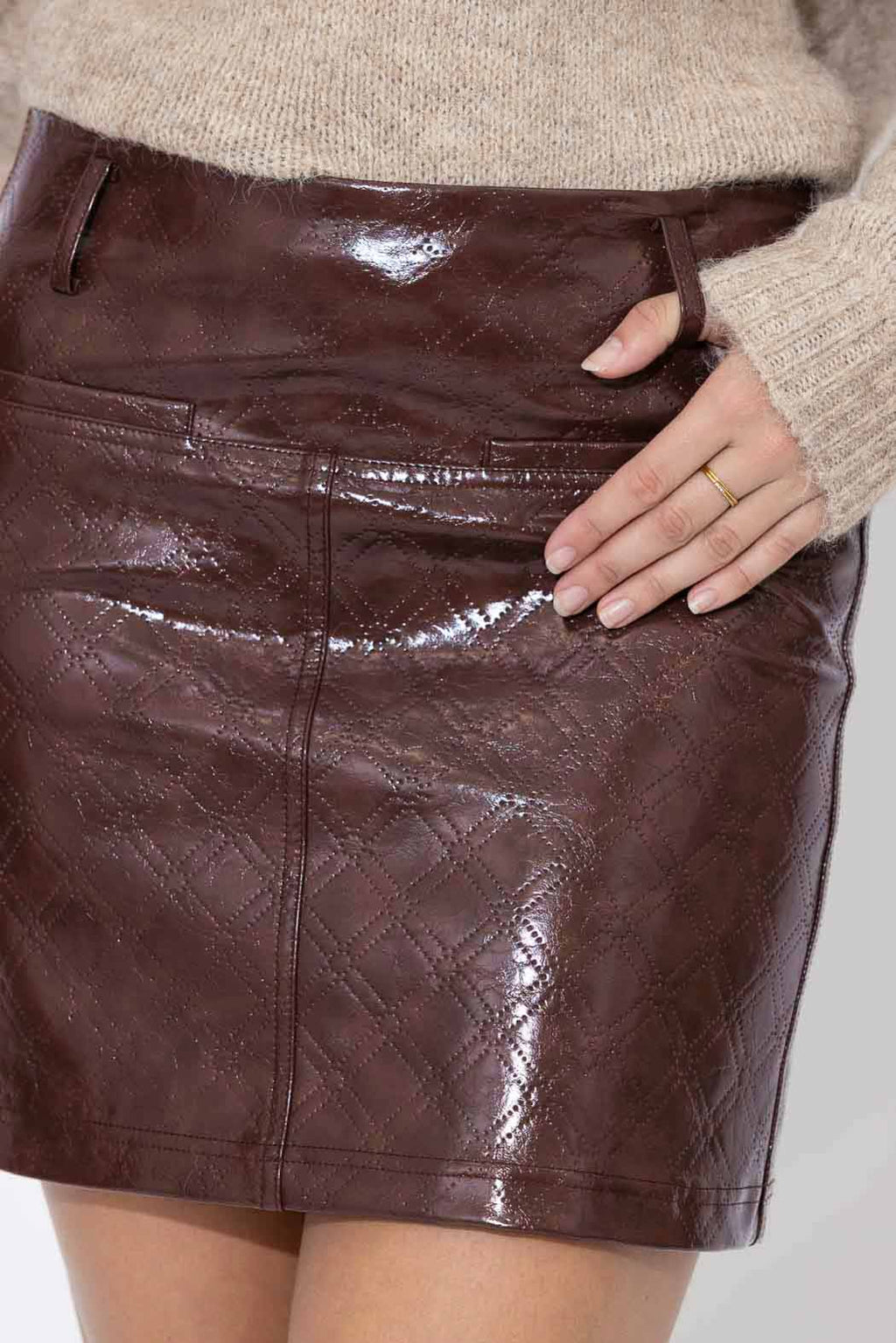 Chocolate Faux Leather Mini Skirt