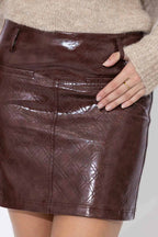 Chocolate Faux Leather Mini Skirt