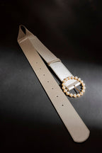 Pewter Pearl Buckle Belt Pewter S/M