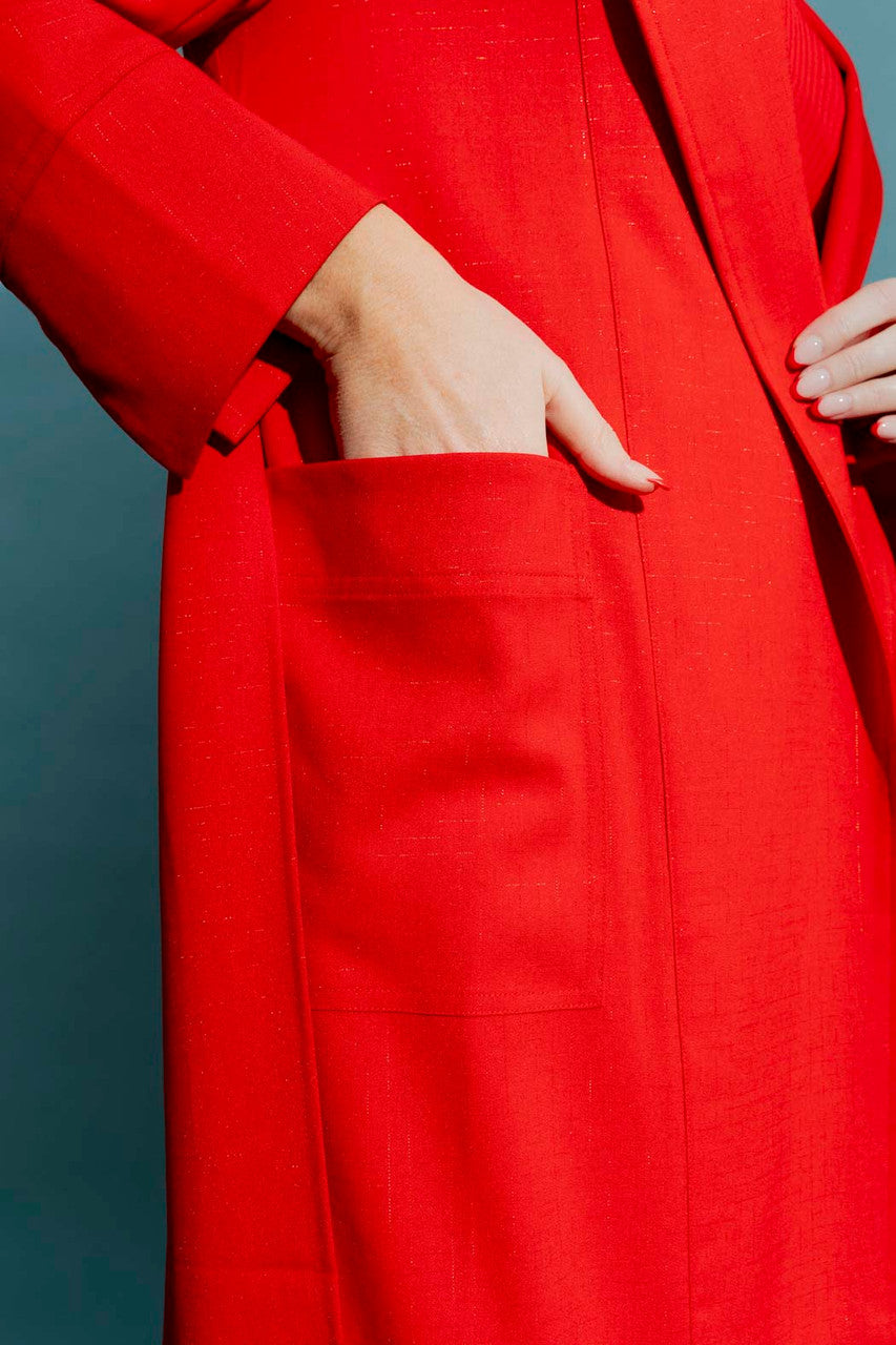 Red / Peach Euro Splice Trench