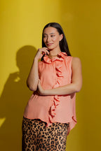Peach Double Ruffle Cami