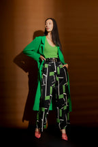 Black/Green Cleo Belt Pant