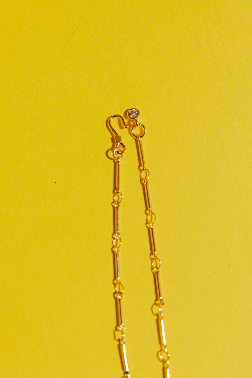 Gold Mini Cross Necklace - Green