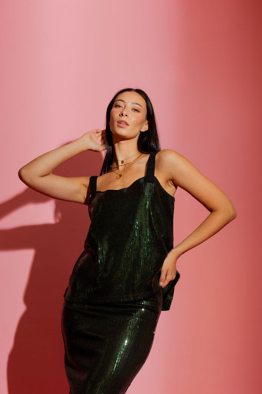 Jade Sequin Crop Cami