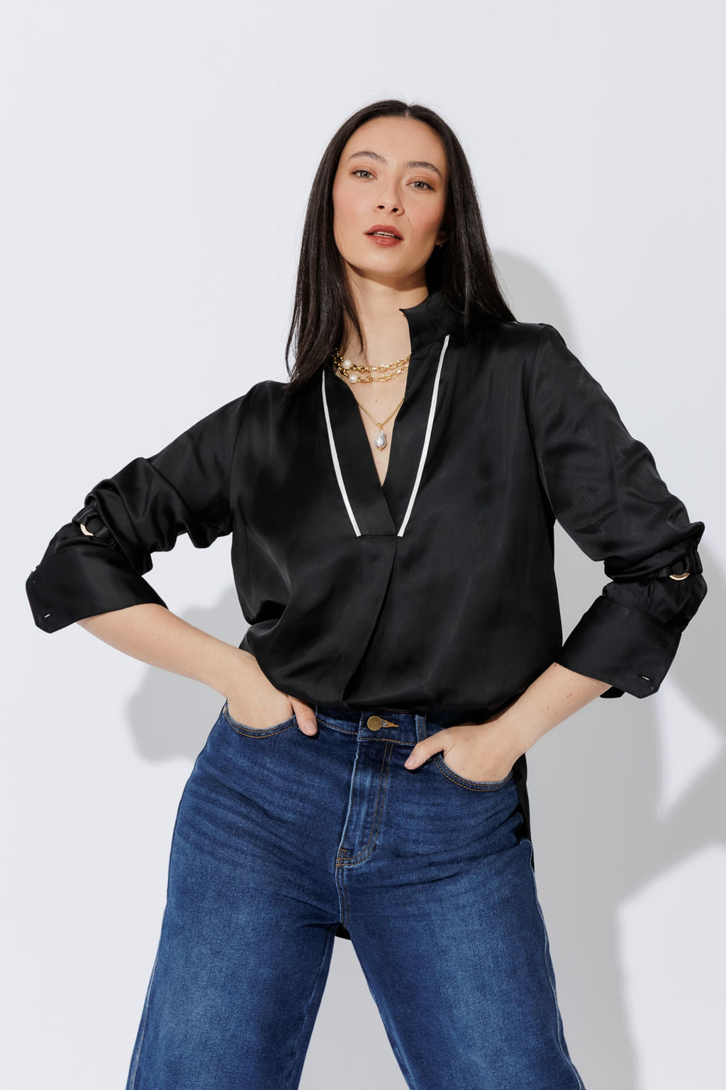 Black Satin Ring Armbands