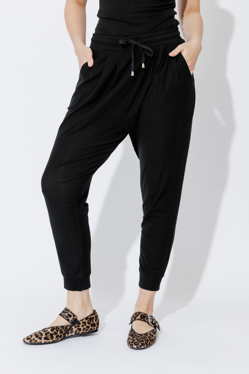 Black Tencel Slouch Pants