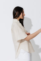 Tan Stripe Milan Fluted Blogger Shirt