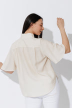 Tan Stripe Milan Fluted Blogger Shirt