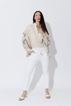 Tan Stripe Milan Fluted Blogger Shirt