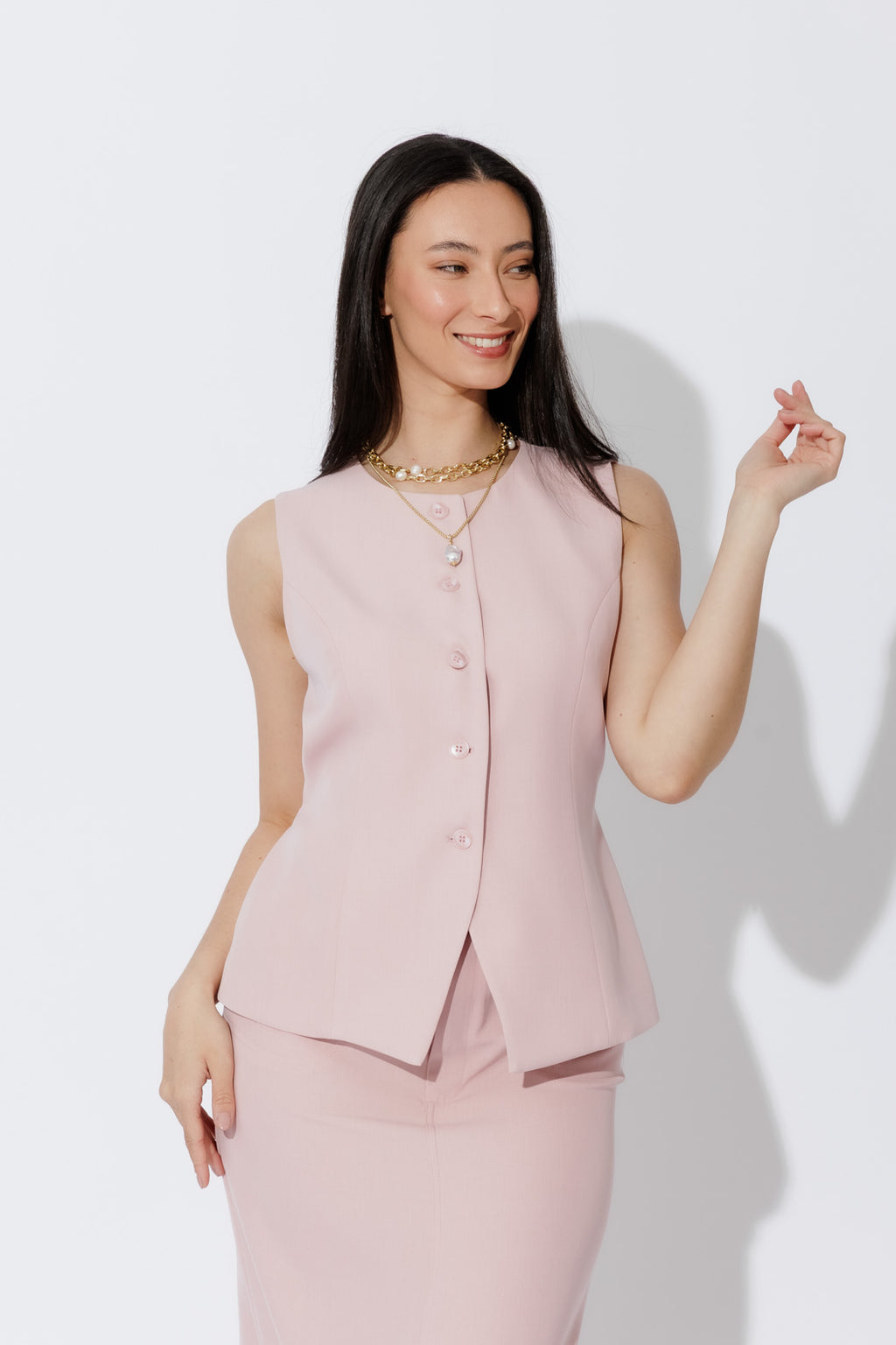 Soft Pink Round Neck Vest