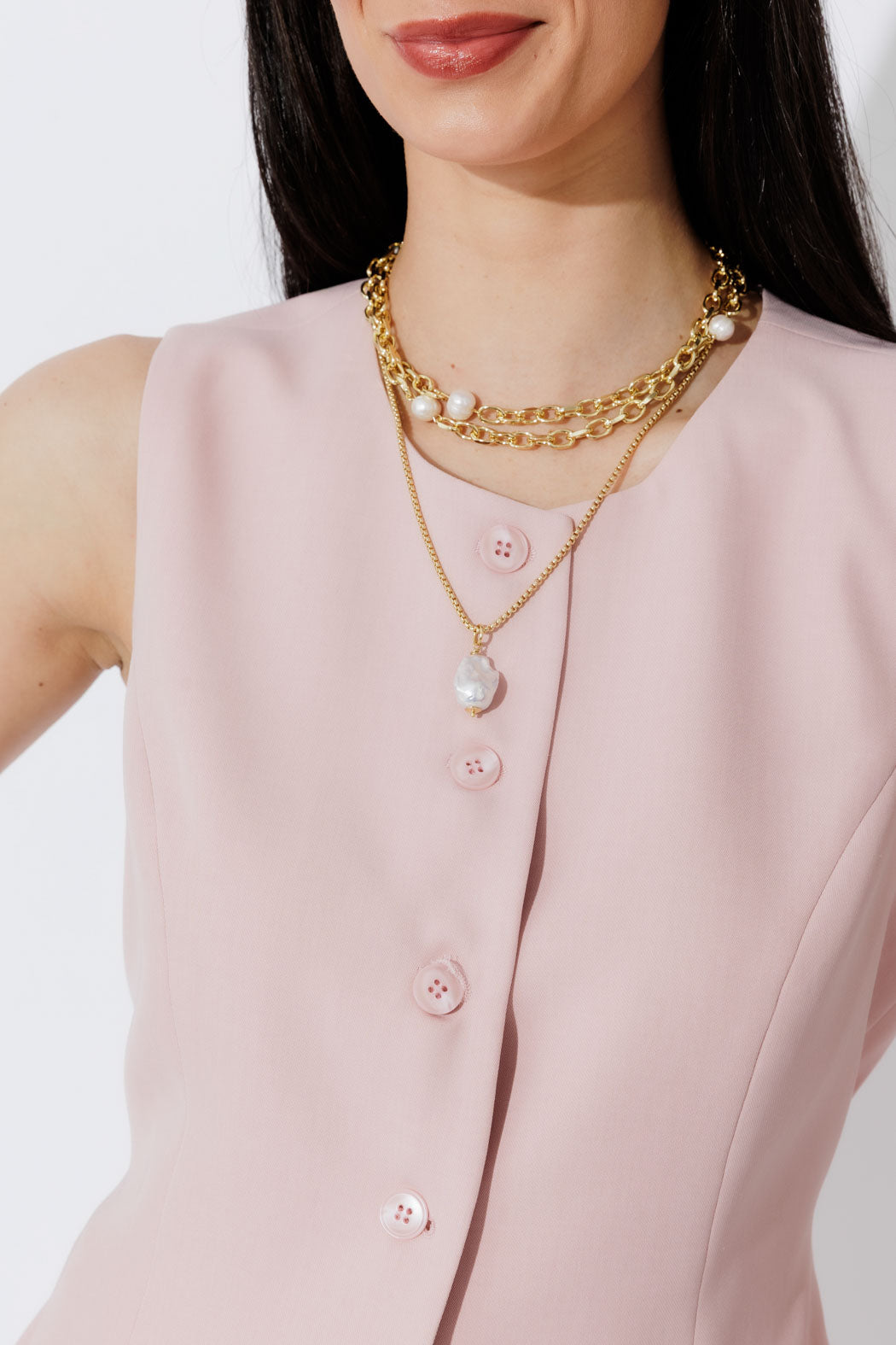 Soft Pink Round Neck Vest