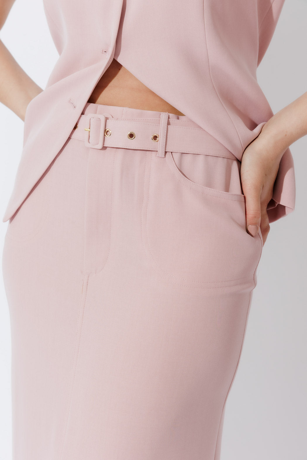 Soft Pink Belted Skirt