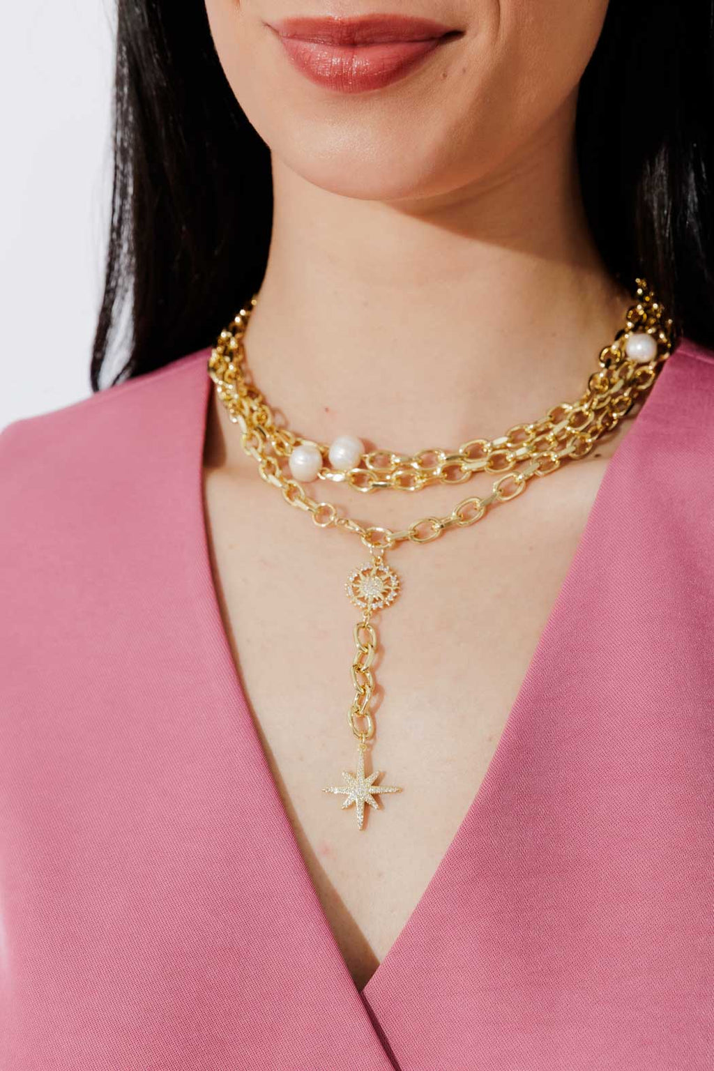 Gold Diamonte Star Necklace