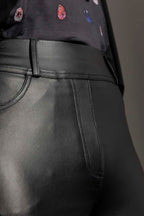 Black Waxed Pull On Pant
