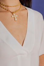 Enamel Filigree Cross Necklace S