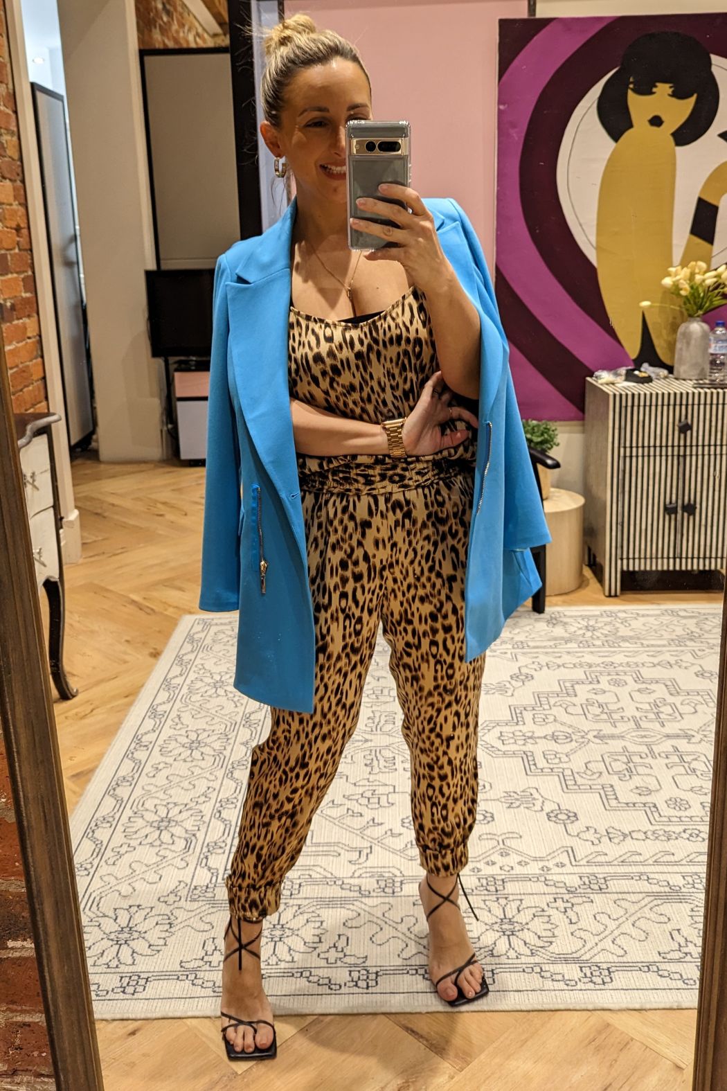 Tan Animal Silky Cargo Pant - Final Sale