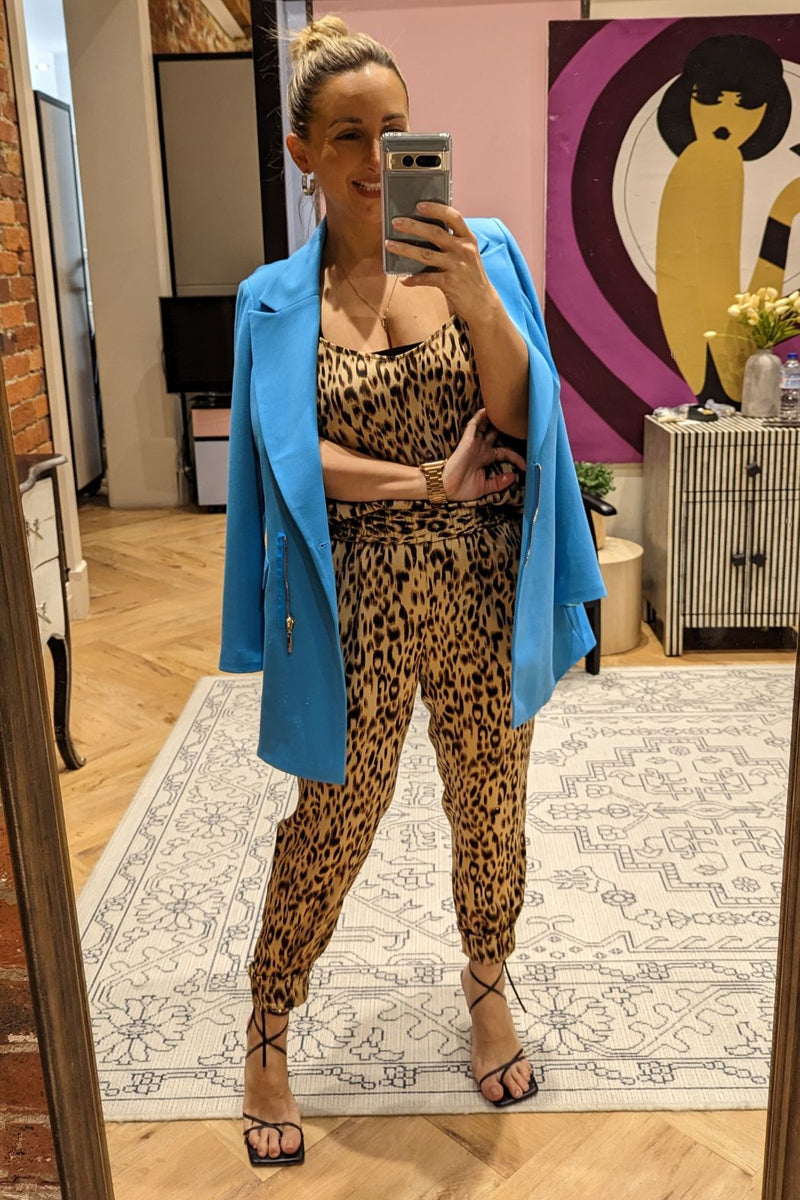 Tan Animal Silky Cargo Pant - Final Sale