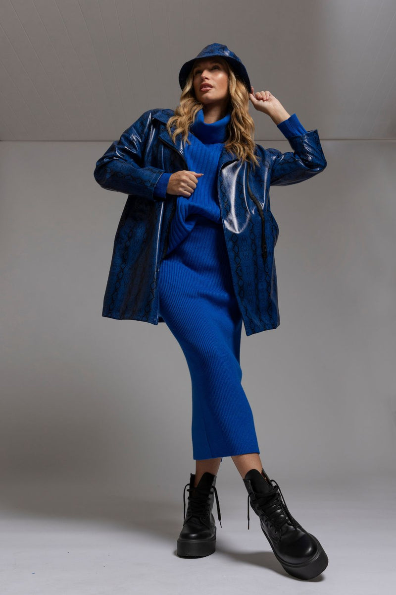 Cobalt Snake Raincoat - Sale