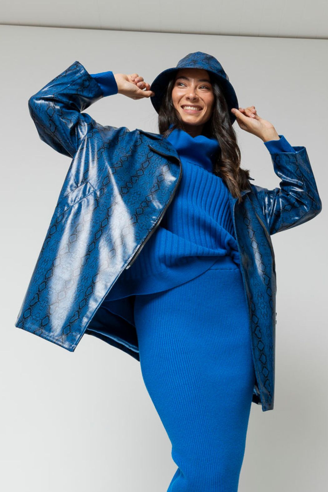 Cobalt Snake Raincoat - Sale