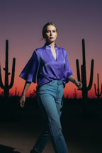 Purple Embossed Fluted Blogger Shirt