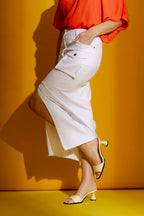 White Cargo Jean Skirt