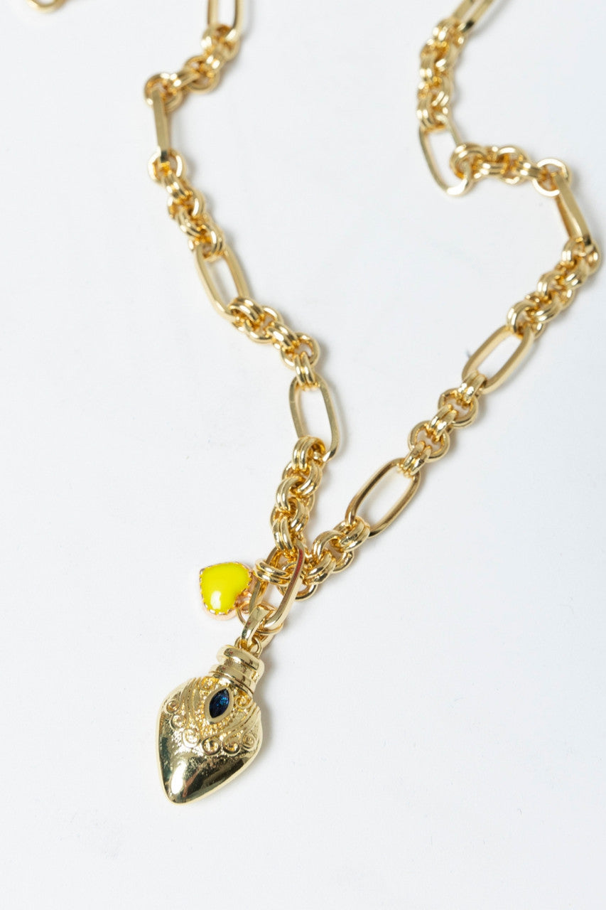 Gold Plated Chain Diamante Necklace S